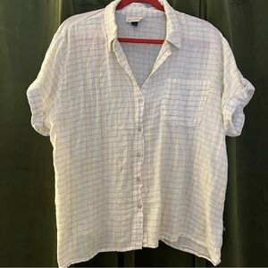 Universal Thread White Short Sleeve Button Down Plaid Shirt Size XXL